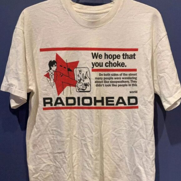 Gildan Tops - Vintage 90s Radiohead Band Rock Music Merch T-Shirt, Radiohead unisex tee shirt